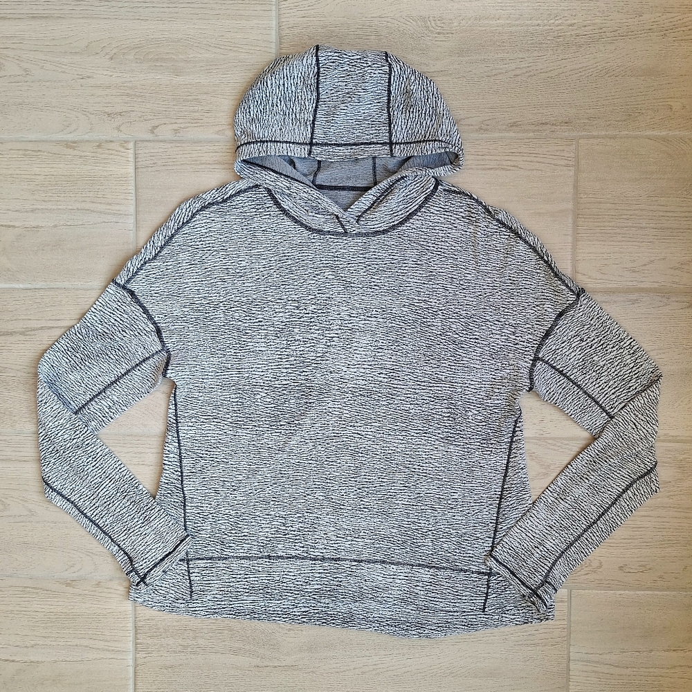 Lululemon Squad Goals Hoodie Lightweight White Gray Pullover Shirt Size 10